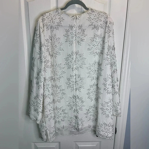 🤍”Gunit Fashions” Vintage White Beaded Tunic w/ “Snowflake” Pattern Size 2X 🩶 - Picture 7 of 17